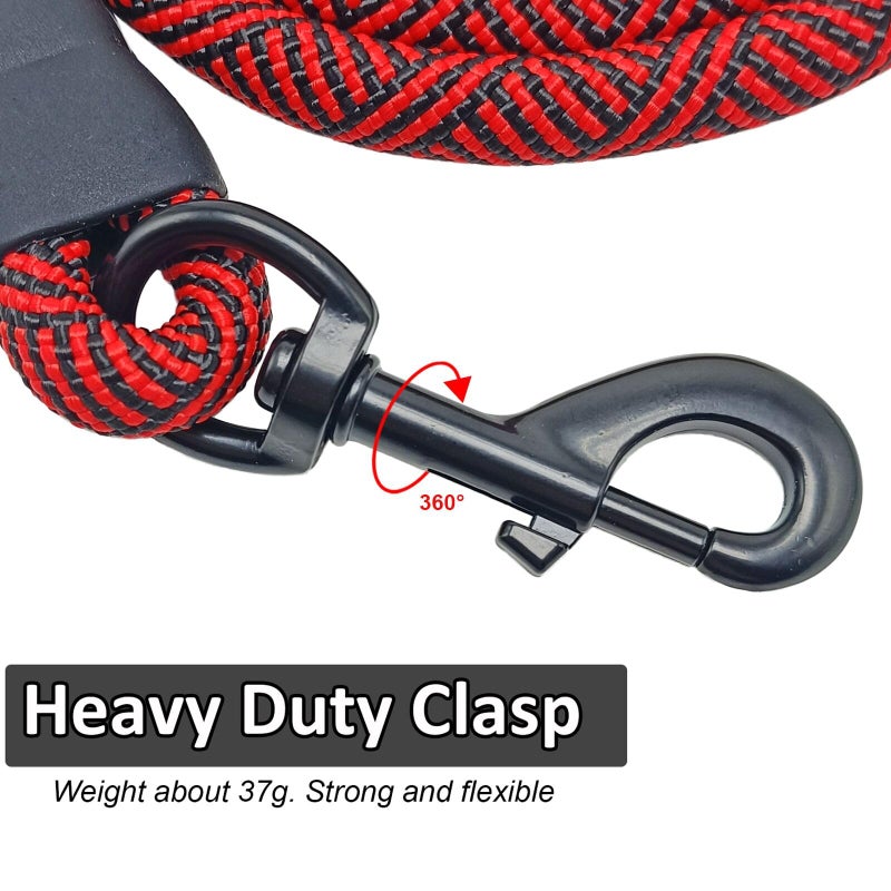 MayPaw Heavy Duty Rope Dog Leash, 6/8/10FT Nylon Pet Leash, Soft Padded Handle Thick Lead Leashes for Large Medium Dogs Walking Roaming (red Black, 1/2" * 6') - Image 2